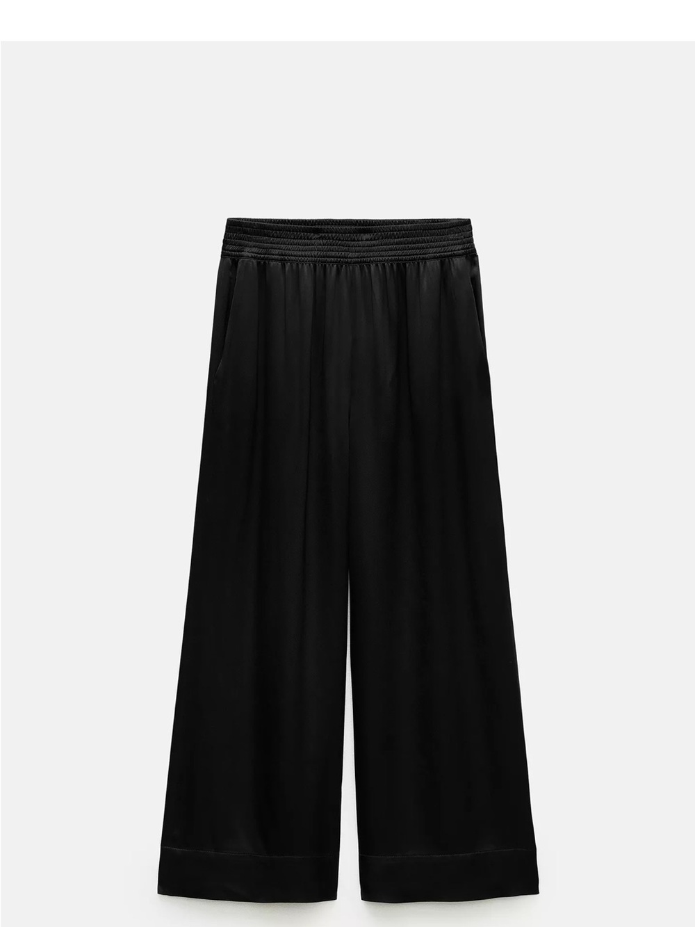 Zara Black Wide-Leg Satin Pants
